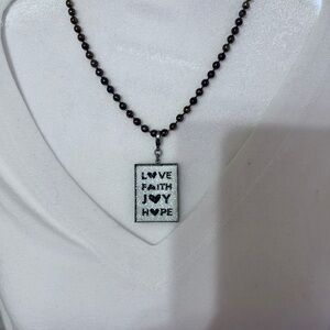 By Sabika Love Faith Joy Hope Rectangular Pendant Necklace new never worn